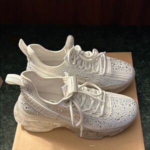 Steve Madden White Rhinestone Sneakers